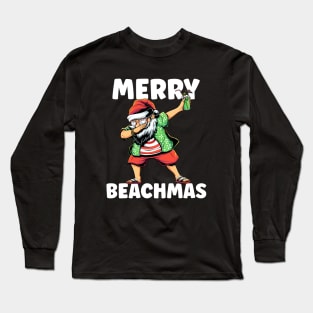 Merry Beachmas Dabbing Beach Santa Christmas Long Sleeve T-Shirt